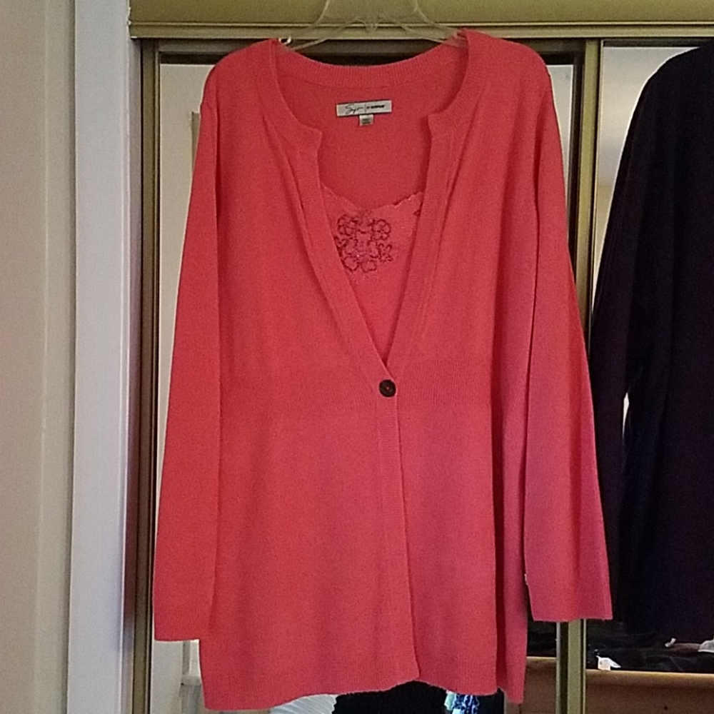 Coral Cami & Sweater Set